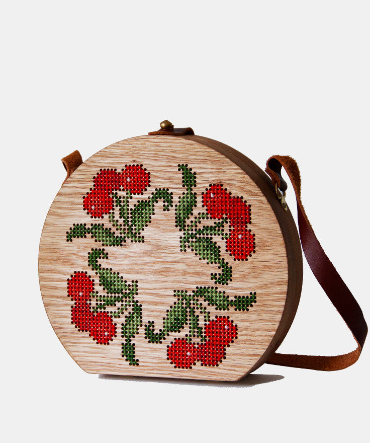 CHERRY STITCHED WOOD BAG – GRAV GRAV
